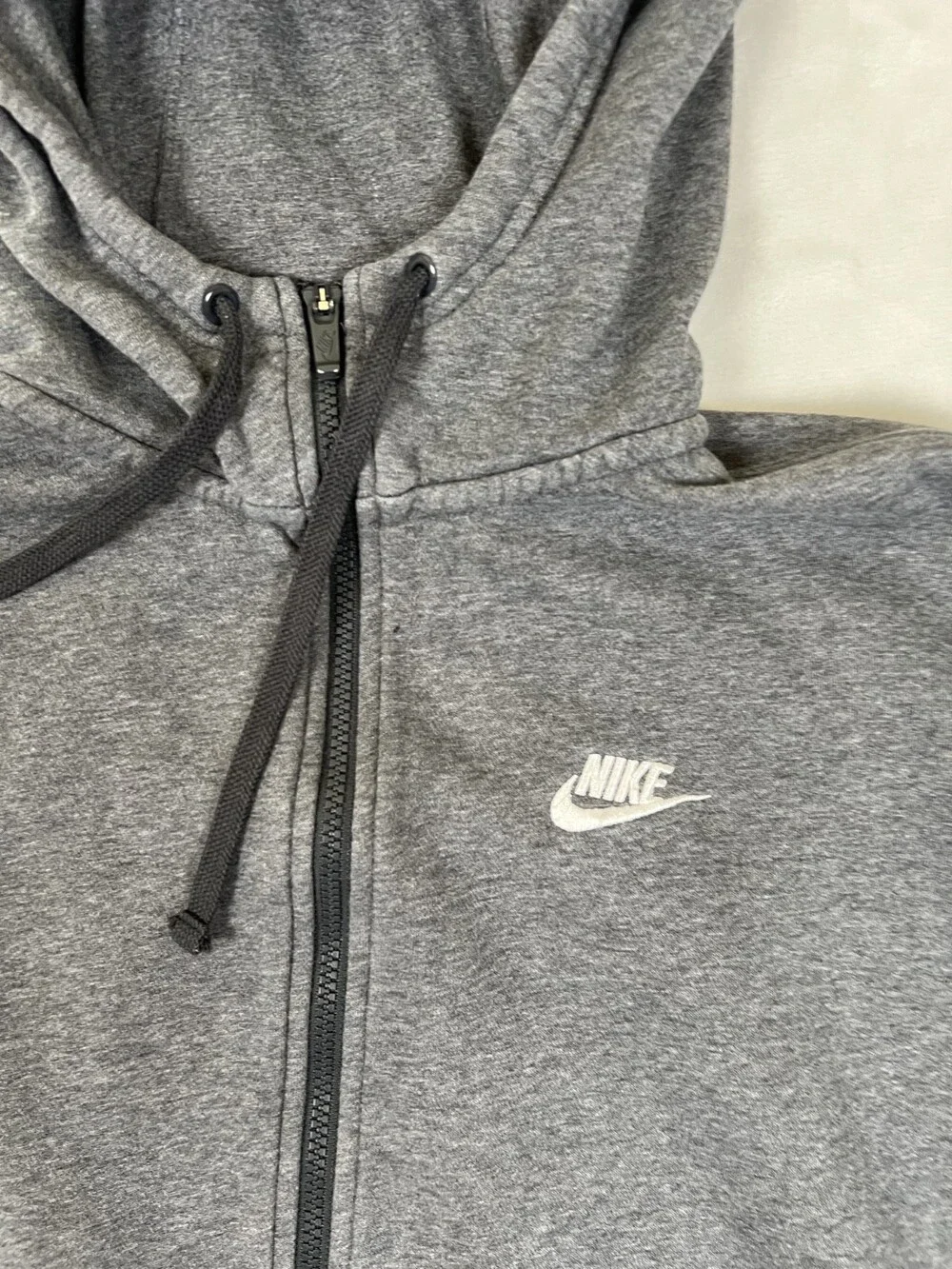Vintage Nike Full Zip Hoodie Sweatshirt Size M Gray Y2K Swoosh Embroidery